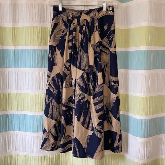 Vintage Hawaiian Skirt Linen Leaf A-Line Full Sz 6P - Picture 10 of 10